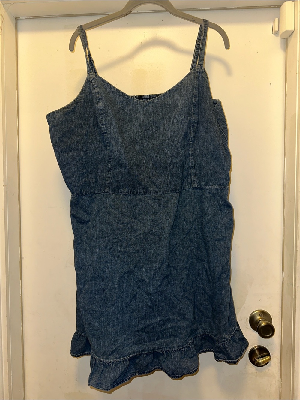 Old Navy Blue Denim Ruffle-Hem Mini Dress